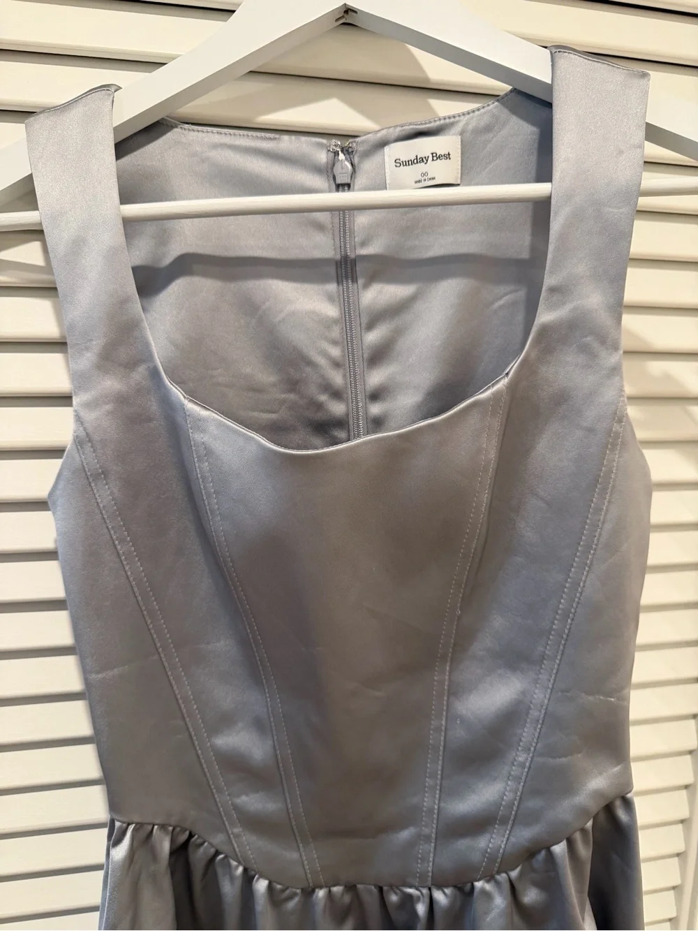Aritzia Sunday Best Septor Satin Dress Cool Lagoon Grey Size 00